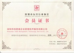 2020年玩具行業協會會員證書